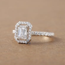 1 CT Emerald Cut Diamond Halo Anniversary Gift Ring