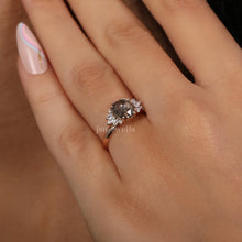 1 Carat Cushion Cut Salt and Pepper Diamond Cluster Engagement Ring