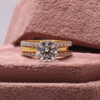 1 Carat Round Cut Eco Friendly Diamond Bridal Ring Set