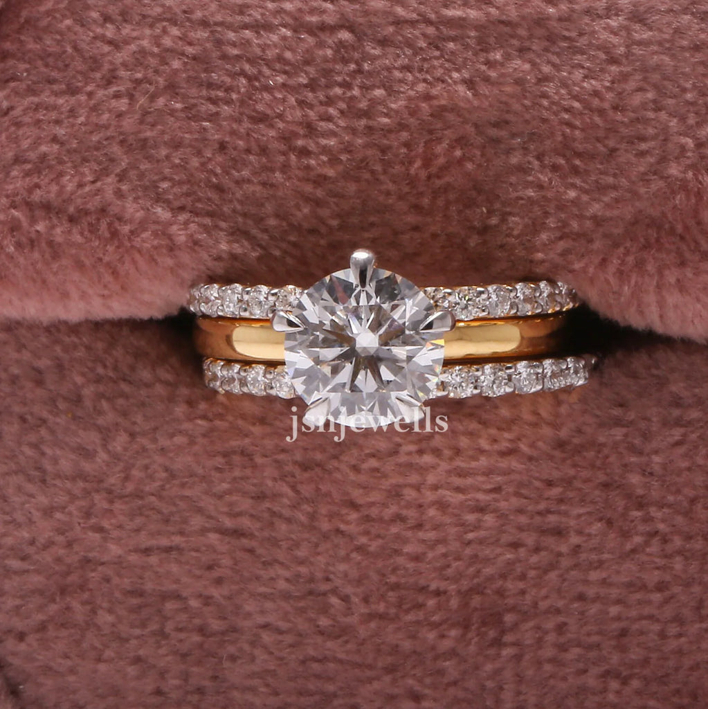 1 Carat Round Cut Eco Friendly Diamond Bridal Ring Set