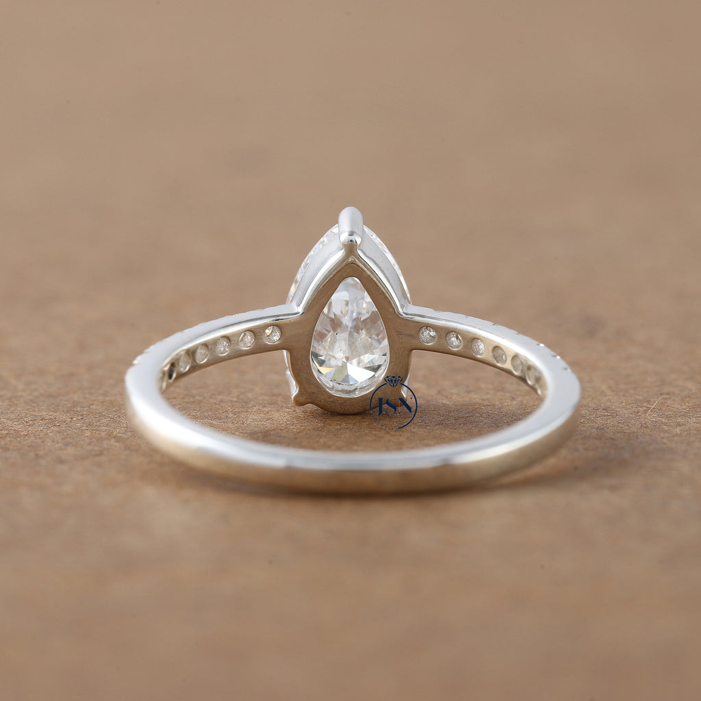 2 CT Pear Cut Lab Grown Diamond Engagement Ring