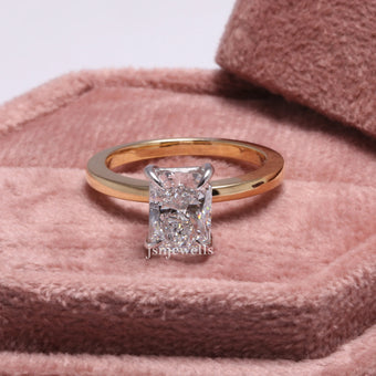 2 CT Radiant Cut Lab Grown diamond Solitaire Engagement Ring