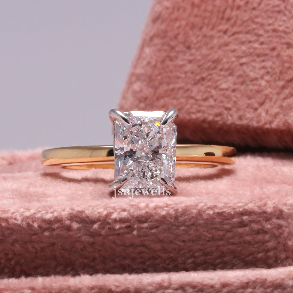 2 CT Radiant Cut Lab Grown diamond Solitaire Engagement Ring