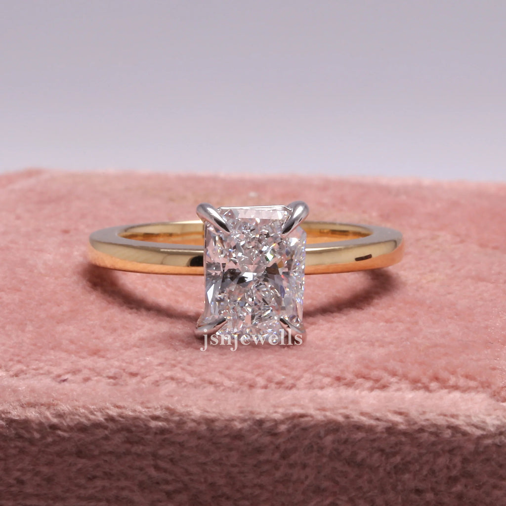 2 CT Radiant Cut Lab Grown diamond Solitaire Engagement Ring