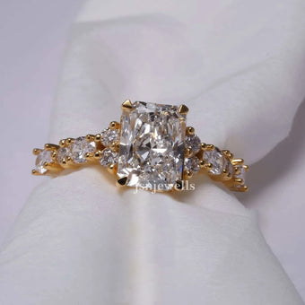 2 Carat Radiant Cut Lab Made Diamond Cluster Wedding Ring