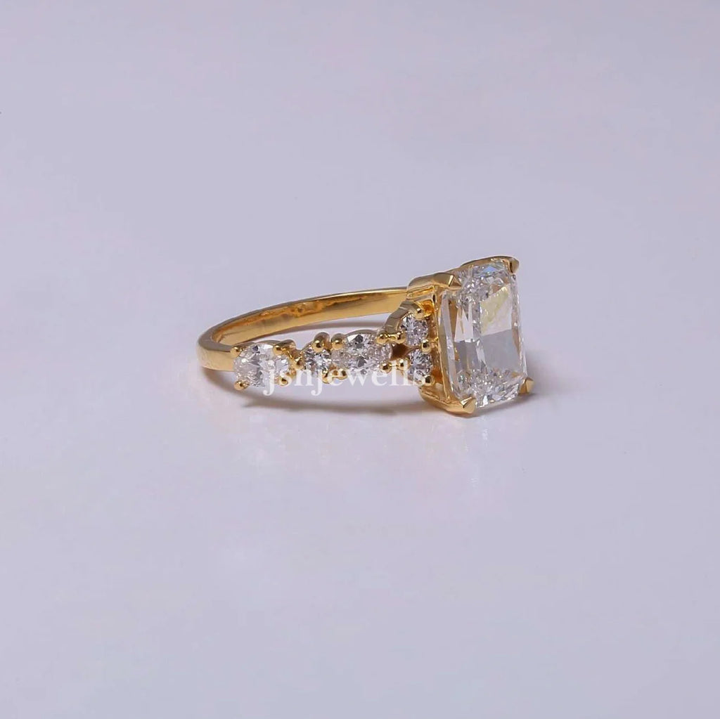 2 Carat Radiant Cut Lab Made Diamond Cluster Wedding Ring