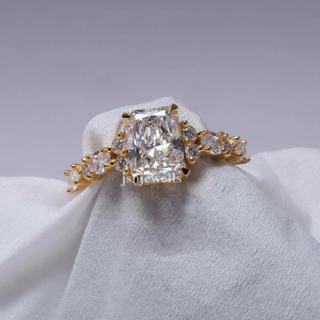 2 Carat Radiant Cut Lab Made Diamond Cluster Wedding Ring