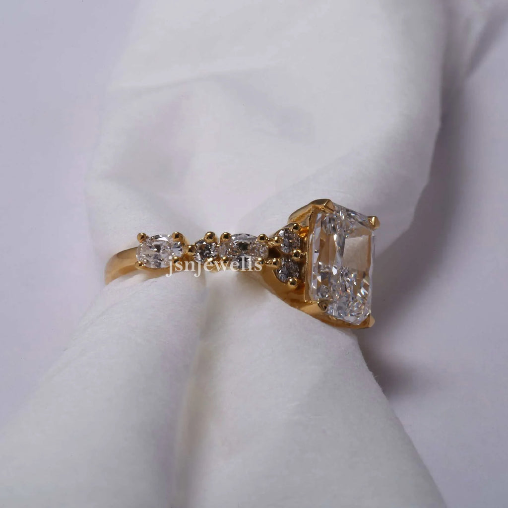 2 Carat Radiant Cut Lab Made Diamond Cluster Wedding Ring