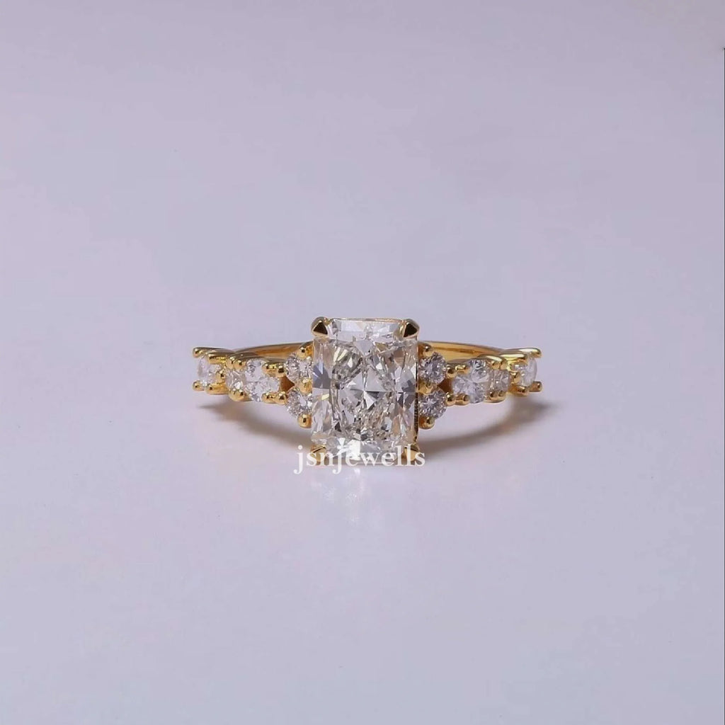 2 Carat Radiant Cut Lab Made Diamond Cluster Wedding Ring