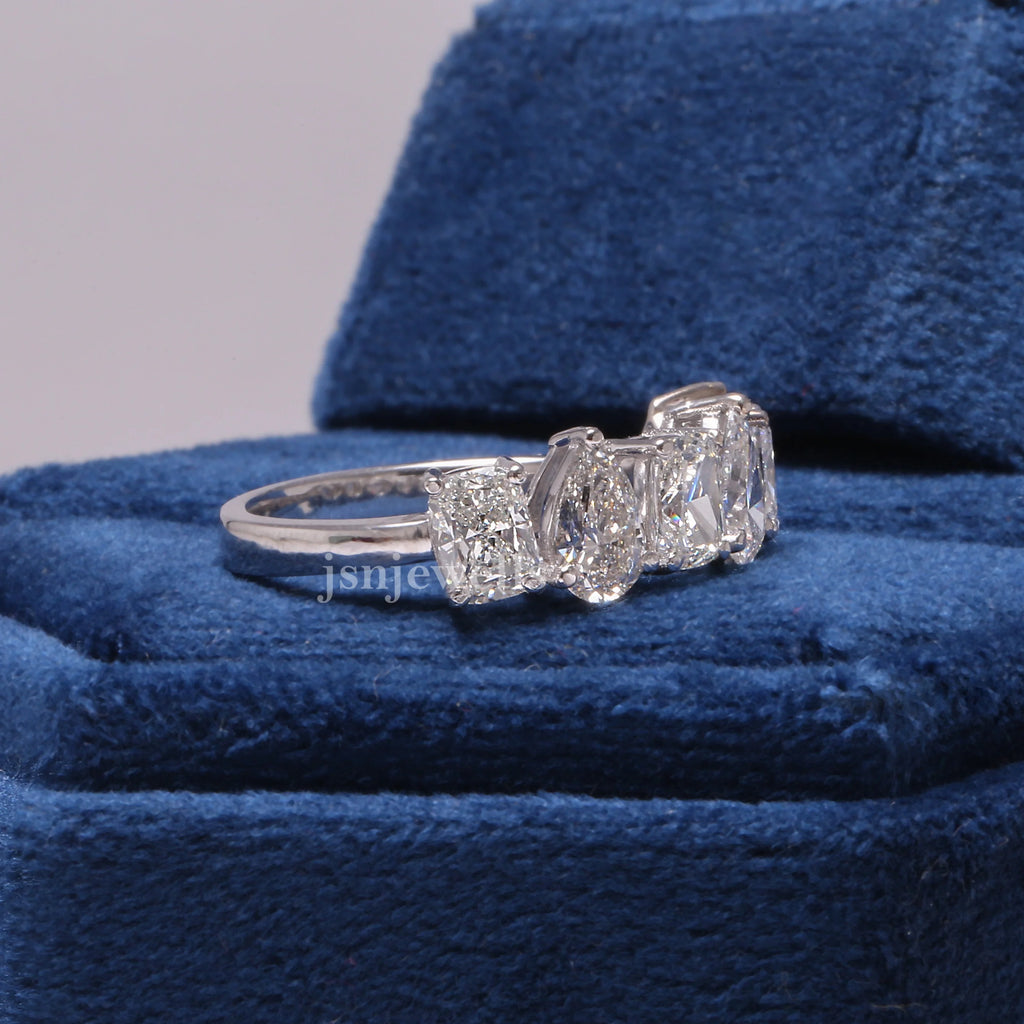 2 Ctw Cushion & Pear Cut CVD Lab Diamond Wedding Band