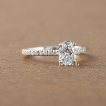 2.00 CT Cushion Lab Created Diamond Solitaire With Accent Ring