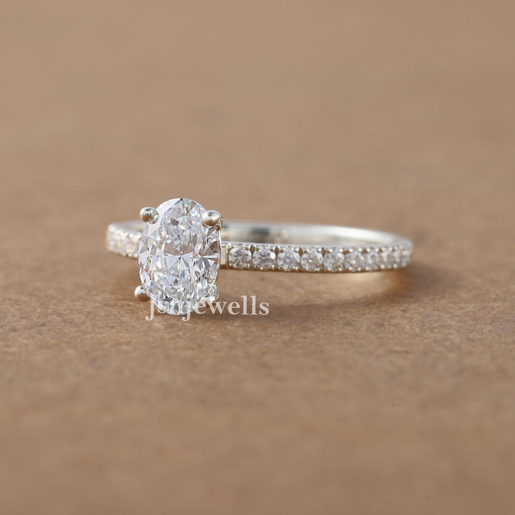 2.00 CT Cushion Lab Created Diamond Solitaire With Accent Ring