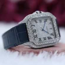 Moissanite Diamond Half Iced Out Automatic Men's Watch With Blue Belt