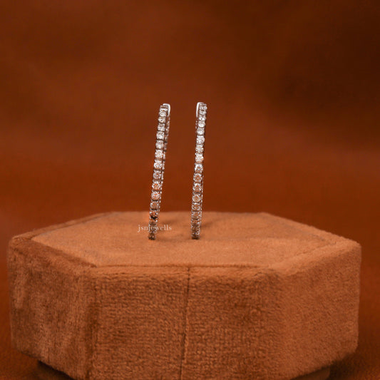 Round Cut Lab Grown Diamond Hoops Earrings