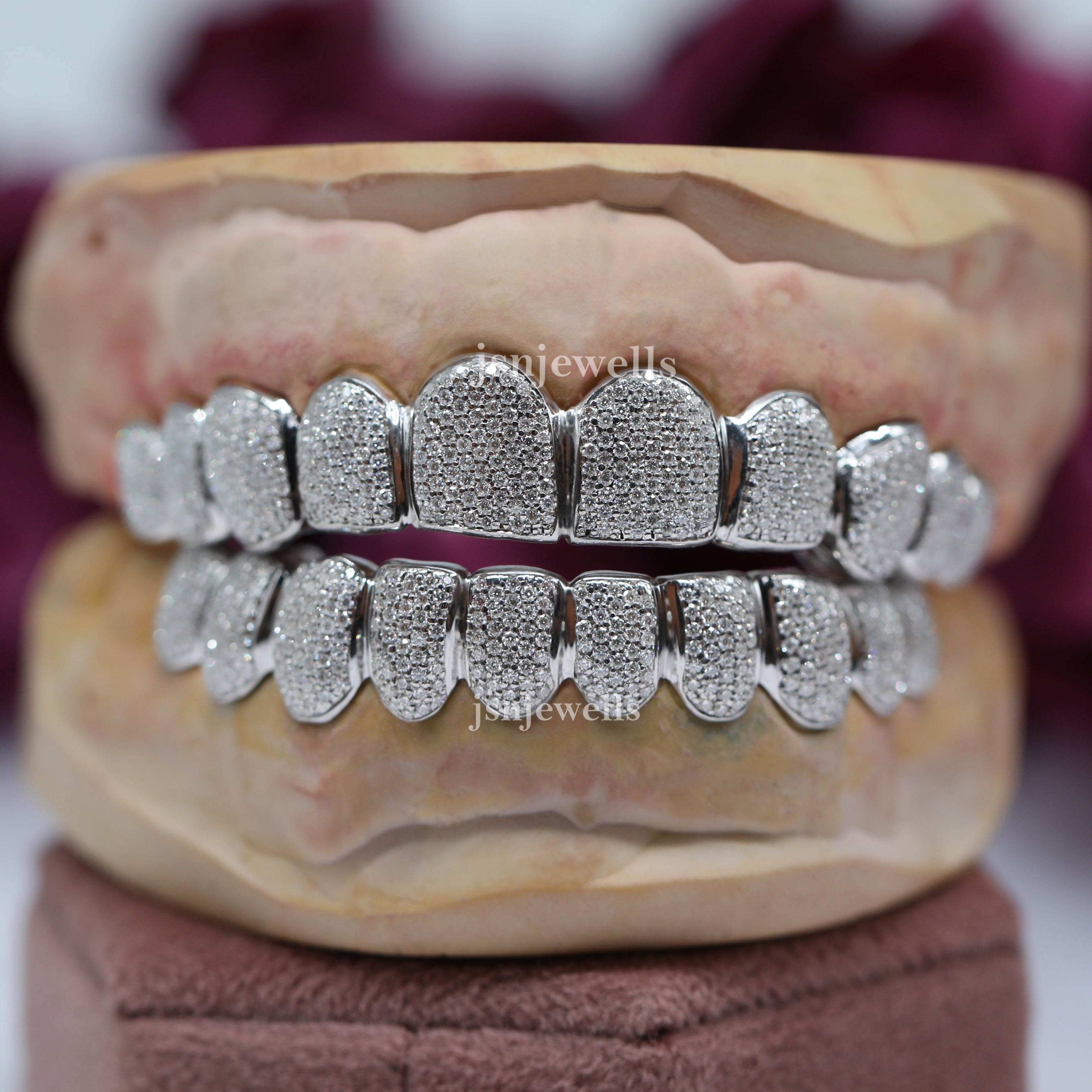 Custom Fit Sterling Silver Grill with VVS-Moissanite for Johnnie Stribling