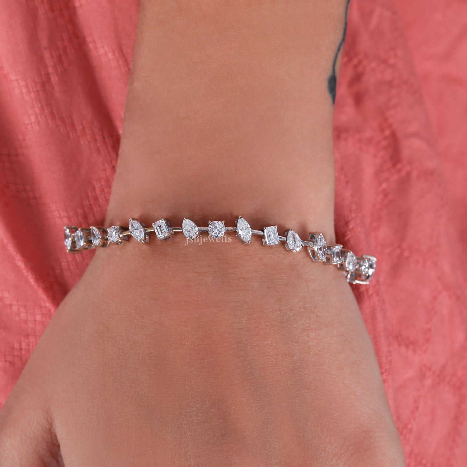 Multiple Shapes Lab Grown Diamond Tennis Bracelet