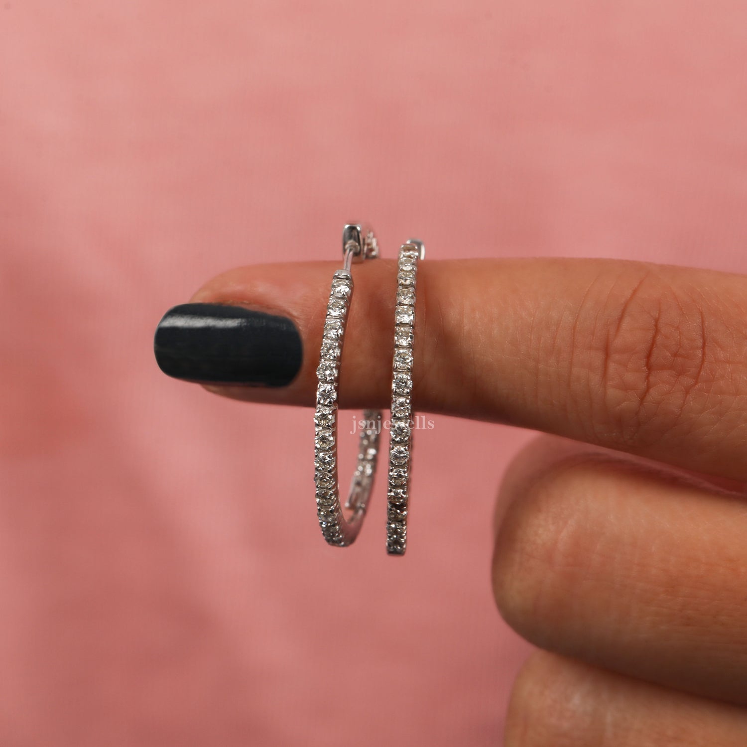 Round Cut Lab Grown Diamond Hoops Earrings