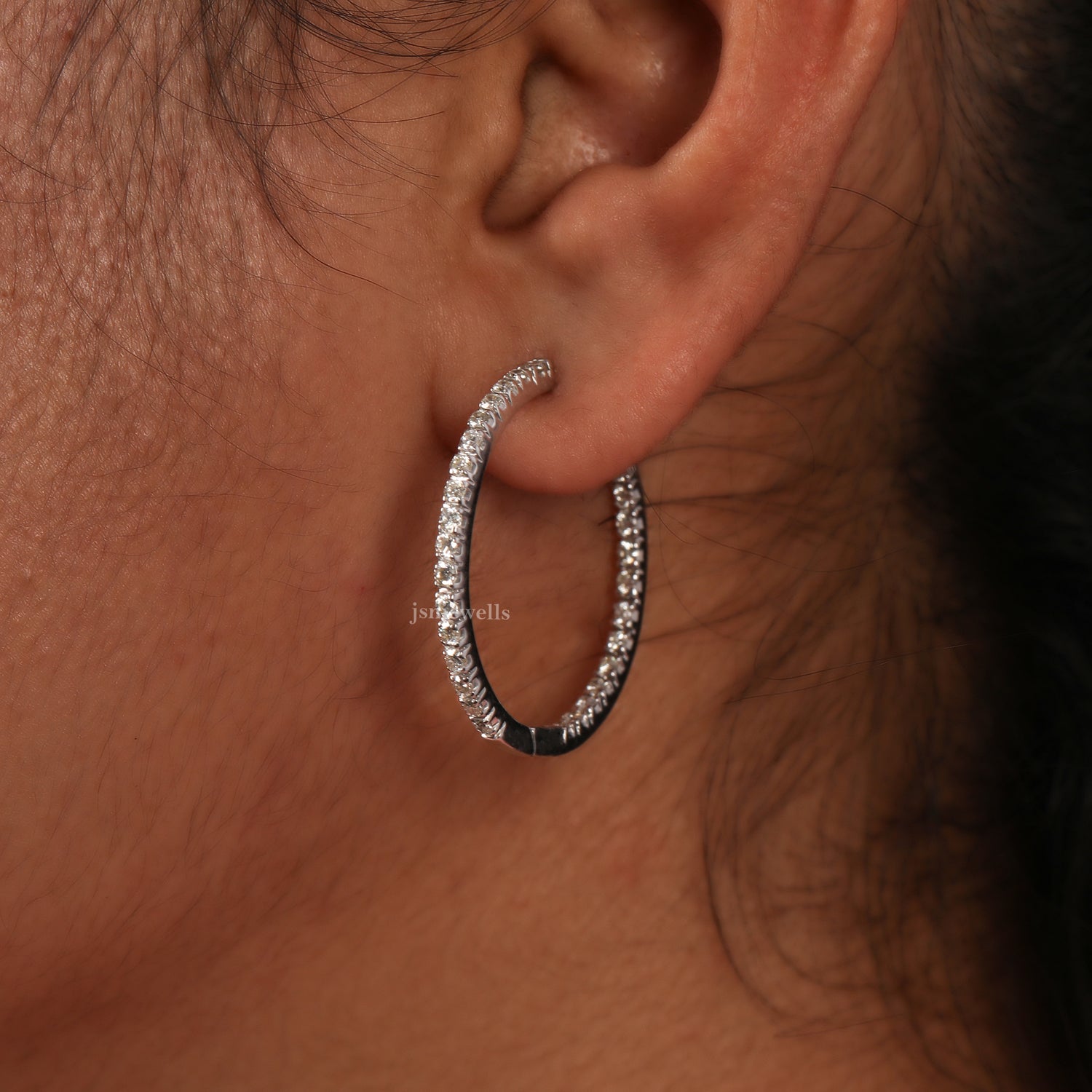 Round Cut Lab Grown Diamond Hoops Earrings