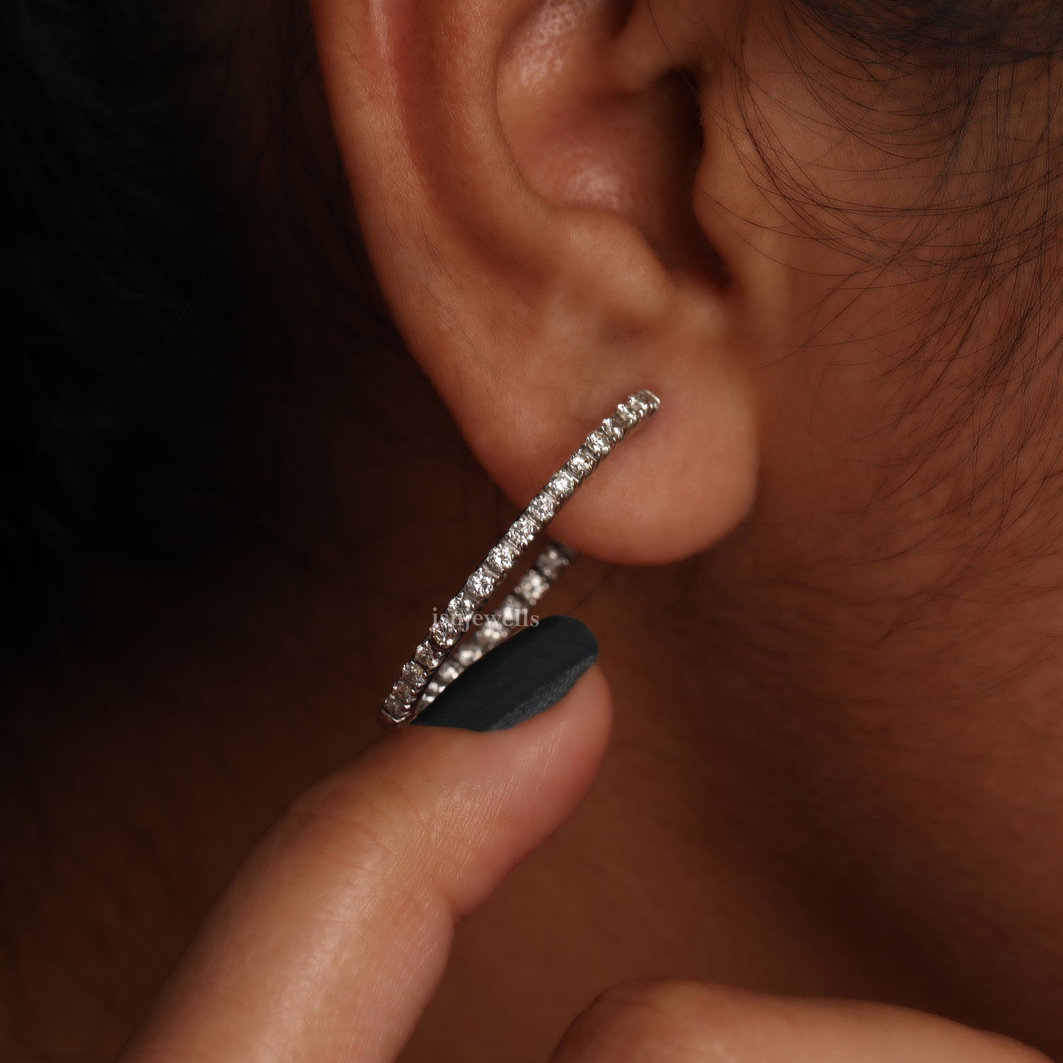 Round Cut Lab Grown Diamond Hoops Earrings