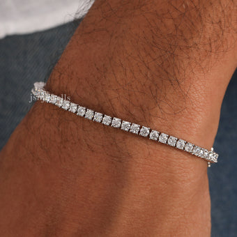 Round Cut Lab Created Diamond Unisex Tennis Bracelet