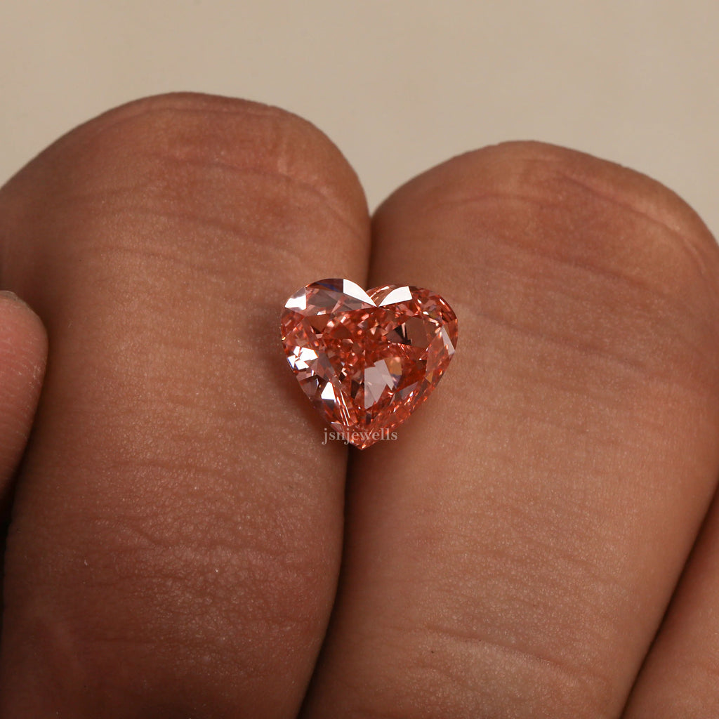 4.57 Carat Fancy Coloured Heart Cut CVD Loose Diamond