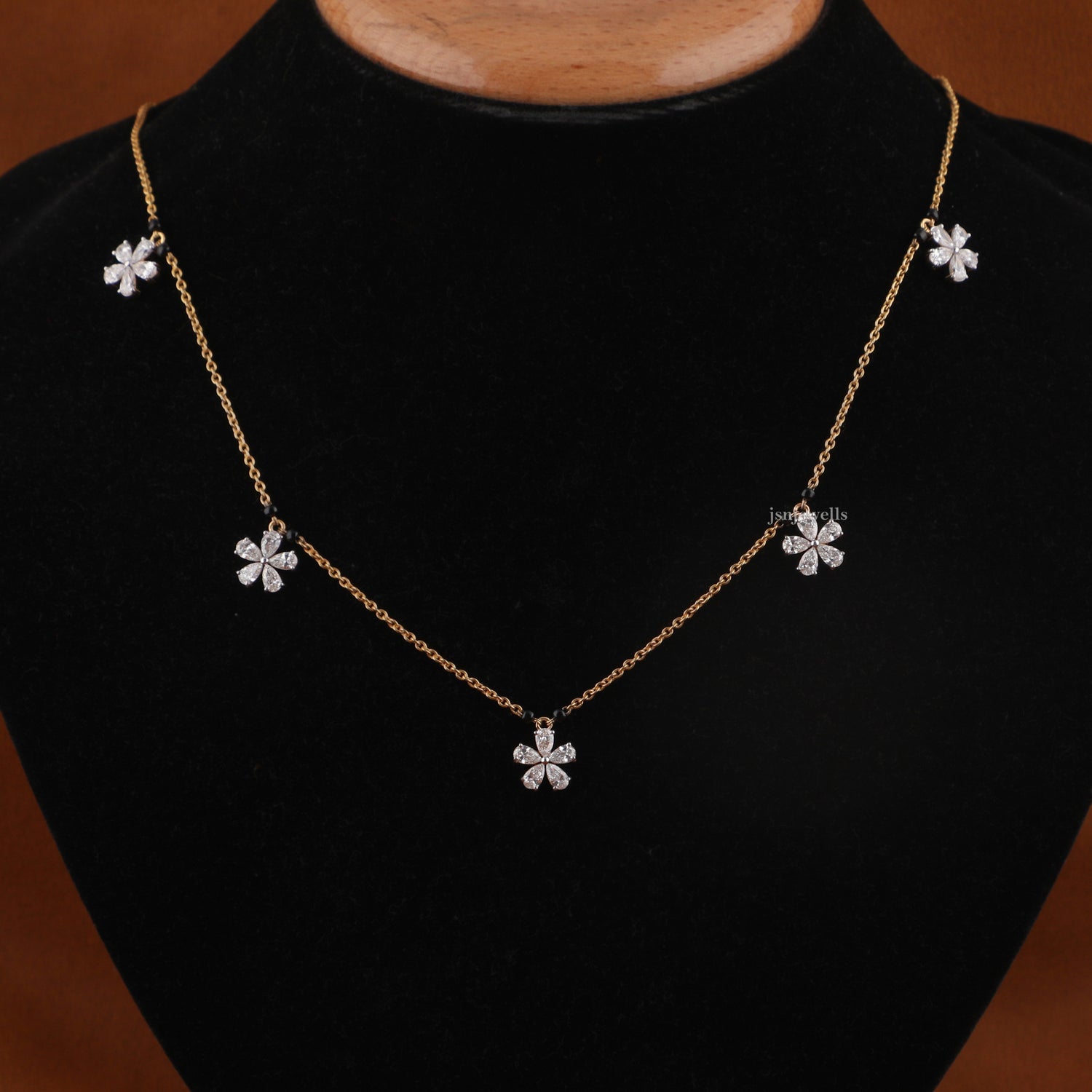 Pear Cut Lab Grown Diamond Flower Minimalist Necklace
