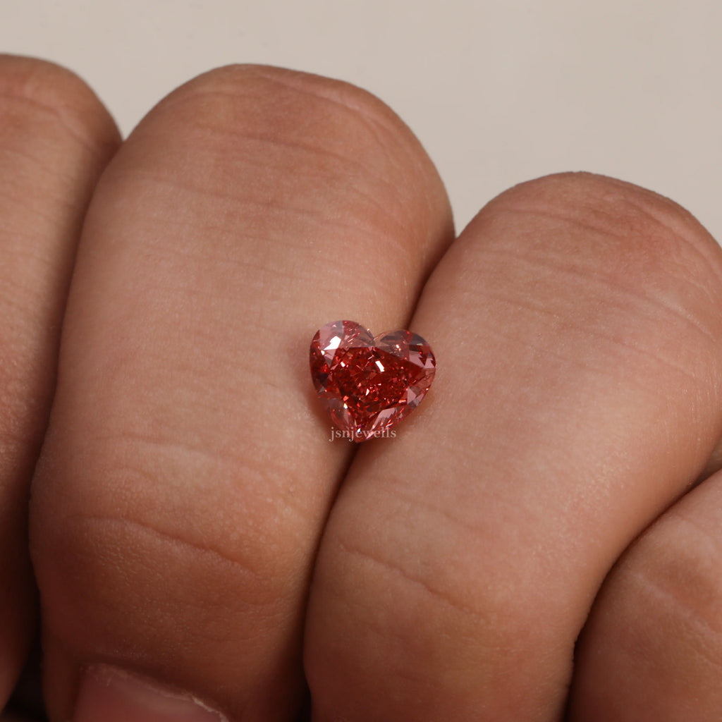 2.20 CT Fancy Vivid Pink Lab Created Heart Cut Diamond