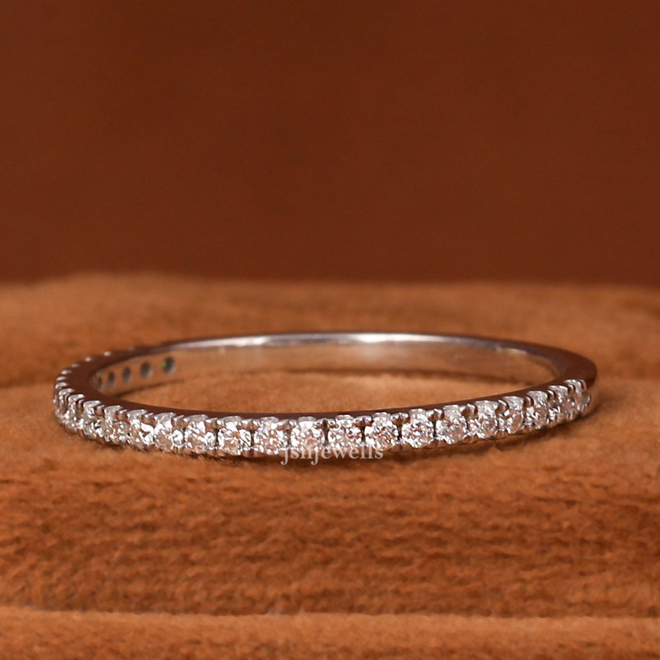 Moissanite Diamond Half Eternity Wedding Band For Women's