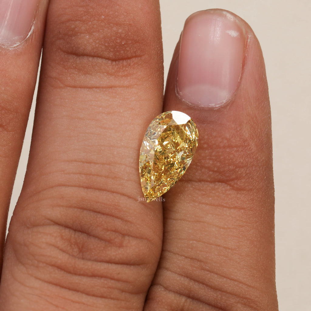 Yellow Color Loose Lab Grown Diamond Pear Cut