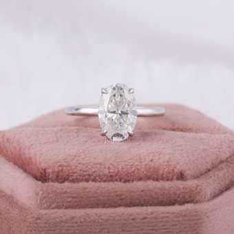 4 CT Oval Cut Lab Grown Diamond Hidden Halo Solitaire Ring