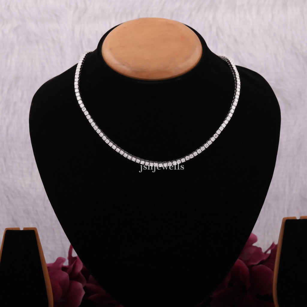 3mm Round lab diamond sterling silver tennis choker necklace pave chain classic diamond choker necklace anniversary gift for him or her