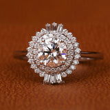 Round Cut Lab Grown Diamond Double Halo Engagement Ring
