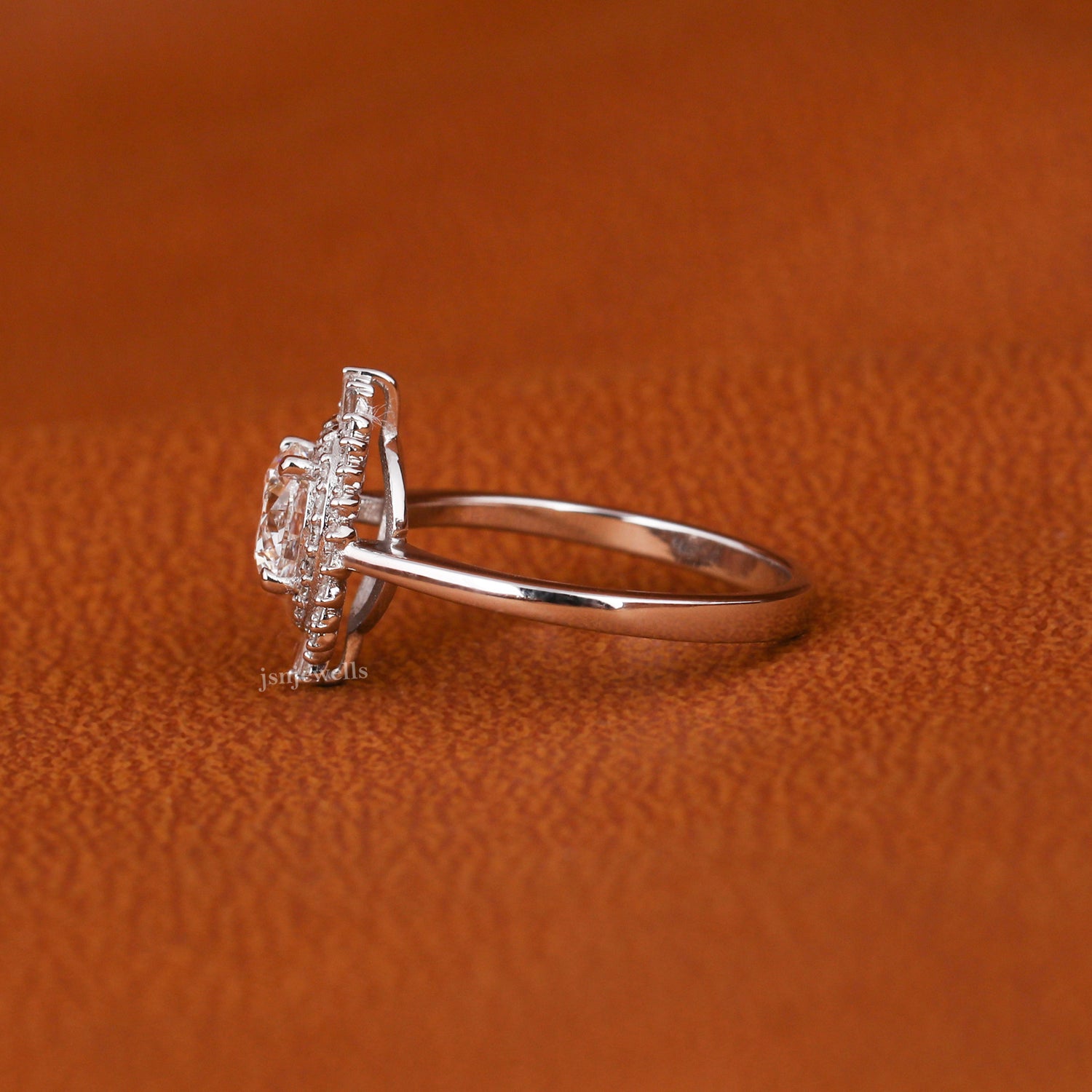 Round Cut Lab Grown Diamond Double Halo Engagement Ring