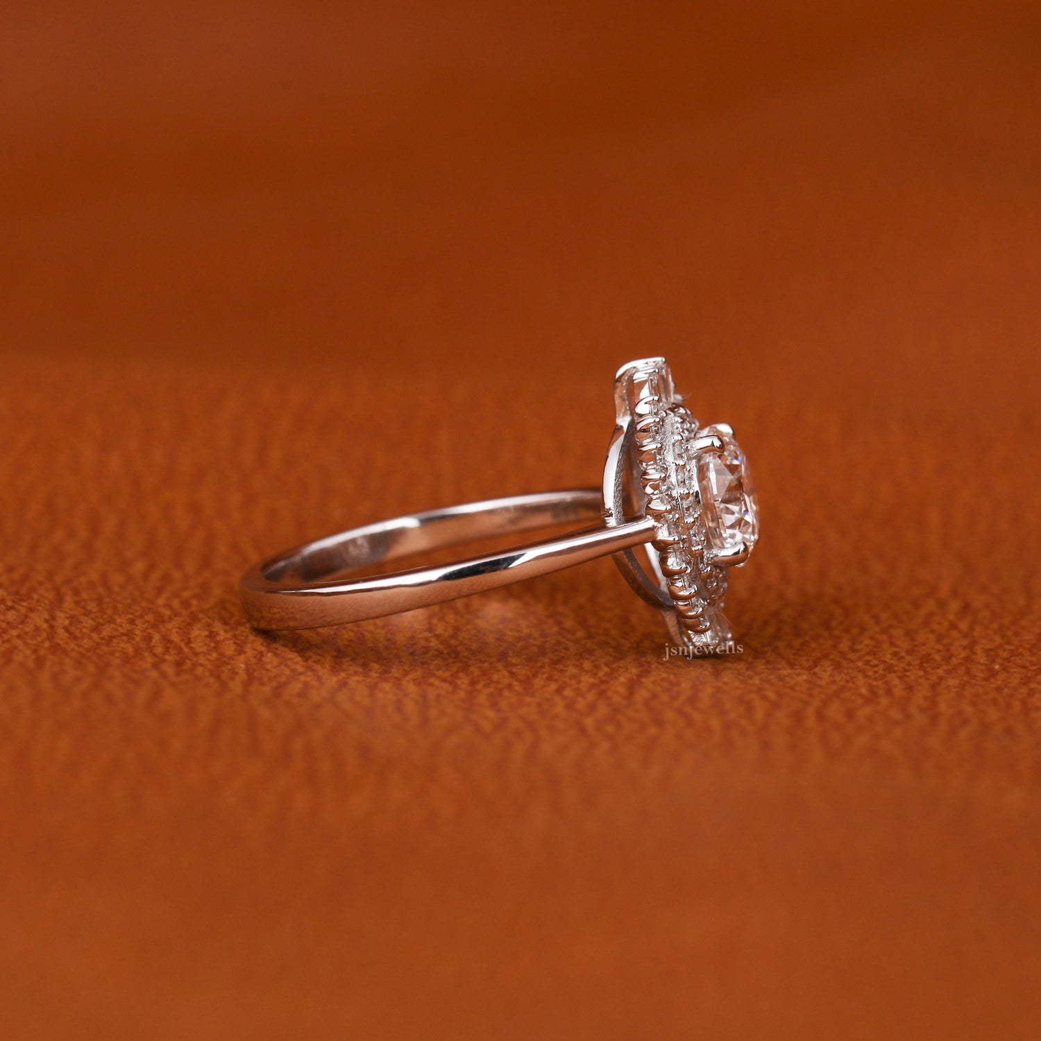 Round Cut Lab Grown Diamond Double Halo Engagement Ring