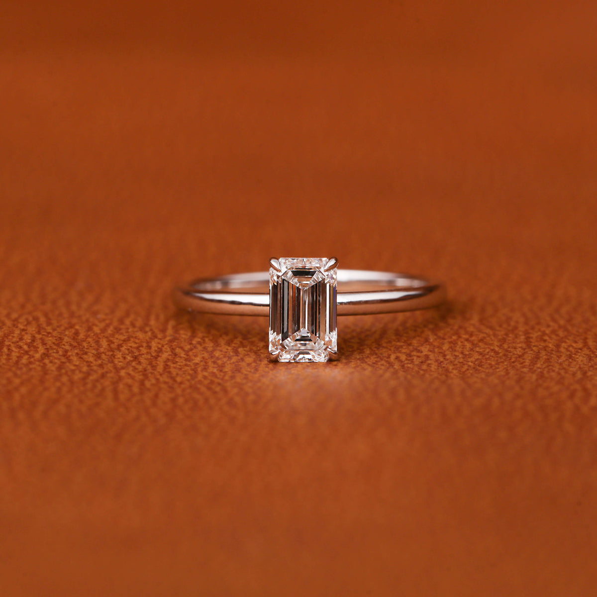 Emerald Cut Lab Grown Diamond Solitaire Engagement Ring
