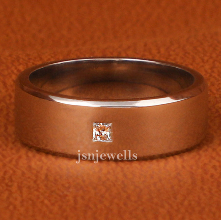 Princess Cut Lab Grown Diamond Bezel Solitaire Men's Ring