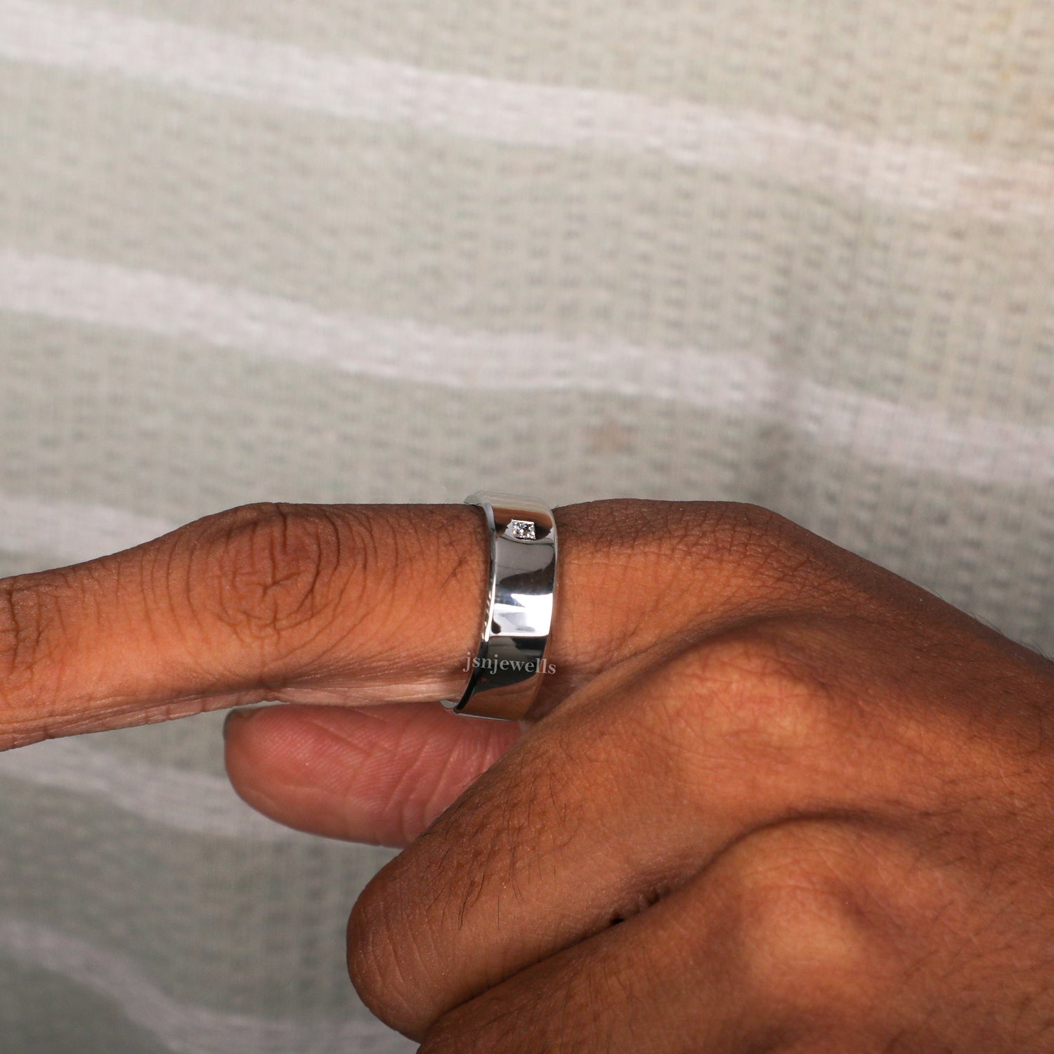 Princess Cut Lab Grown Diamond Bezel Solitaire Men's Ring