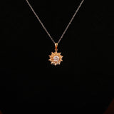 Round Cut Lab Grown Diamond Floral Solitaire Pendant Necklace