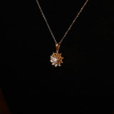 Round Cut Lab Grown Diamond Floral Solitaire Pendant Necklace