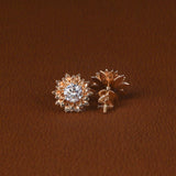 Round Cut Lab Grown Diamond Floral Stud Earrings