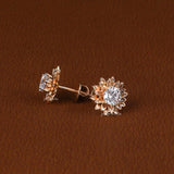 Round Cut Lab Grown Diamond Floral Stud Earrings