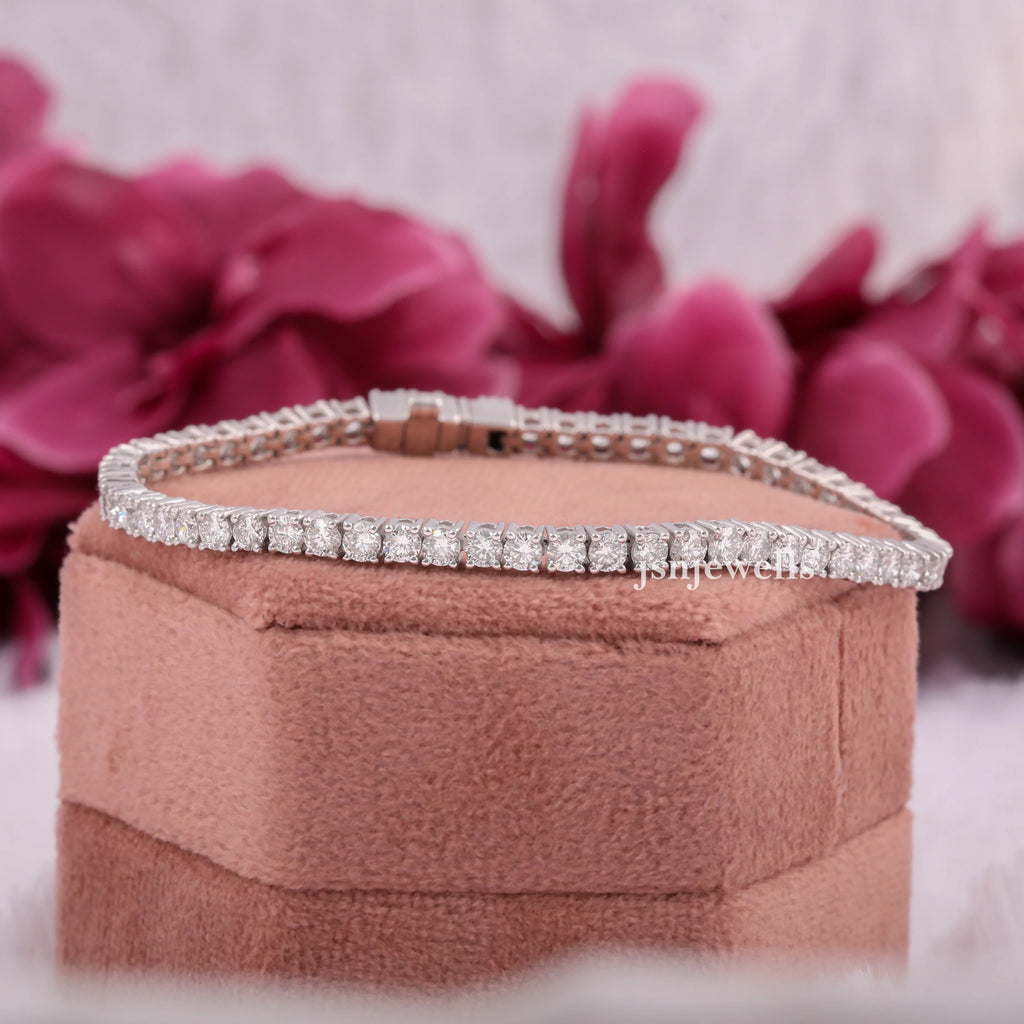 3MM Round Cut Diamond Eco Friendly Bridal Tennis Bracelet