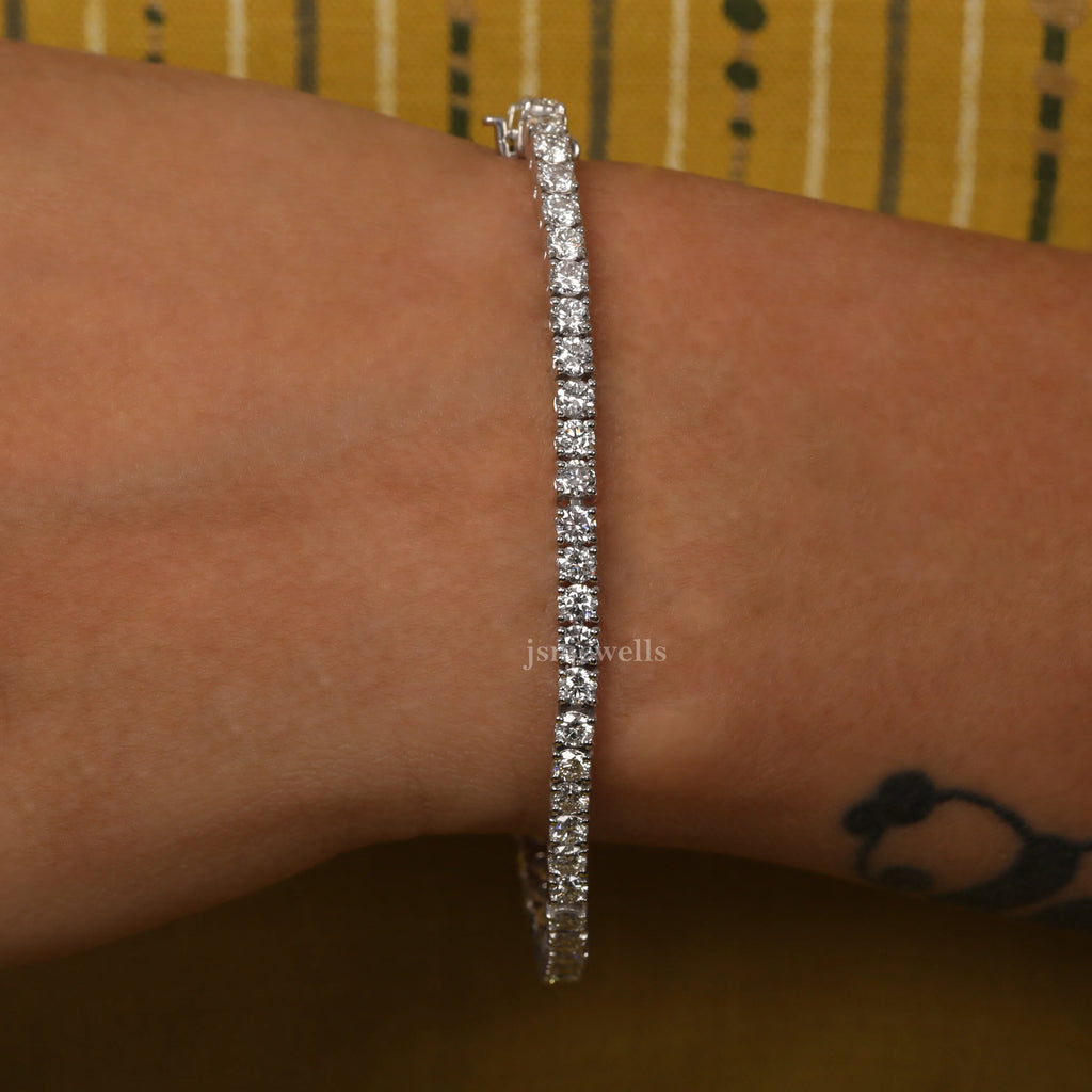 3MM Round Cut Diamond Eco Friendly Bridal Tennis Bracelet