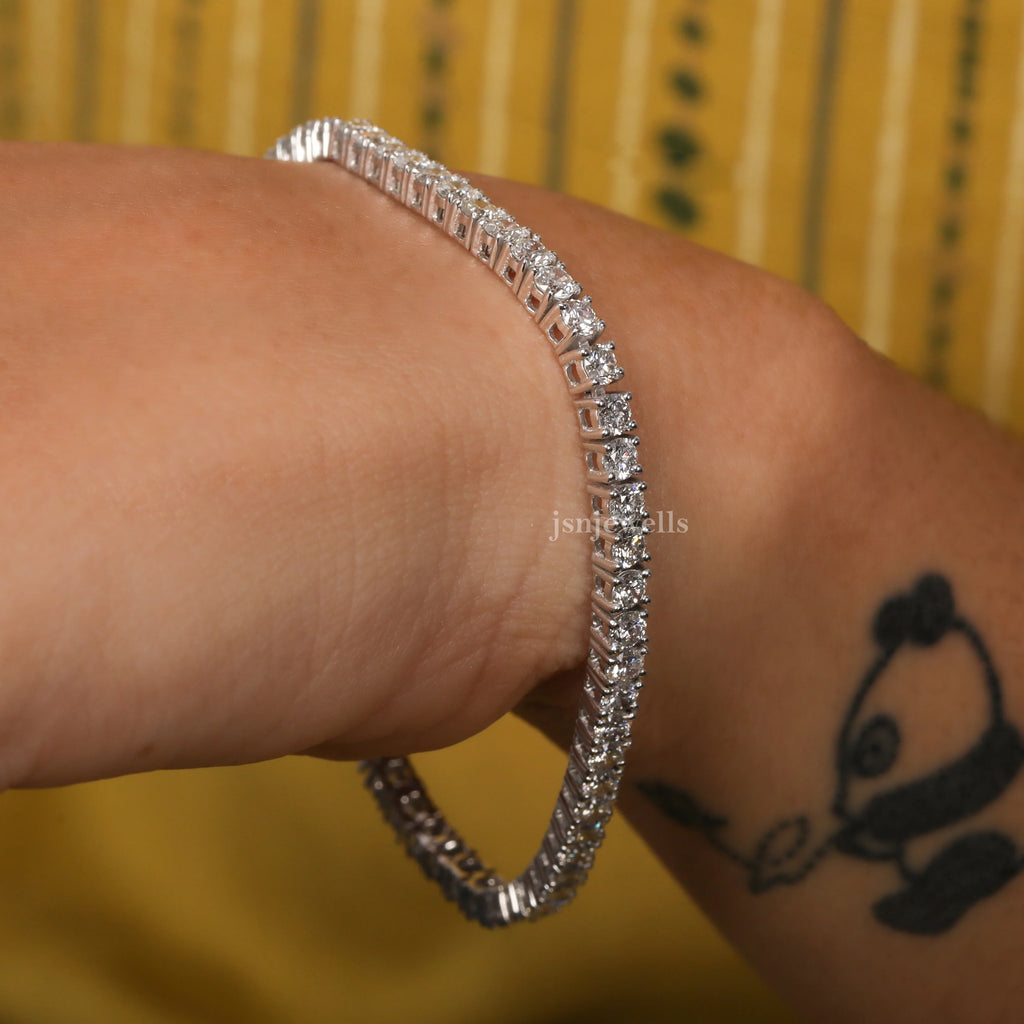 3MM Round Cut Diamond Eco Friendly Bridal Tennis Bracelet