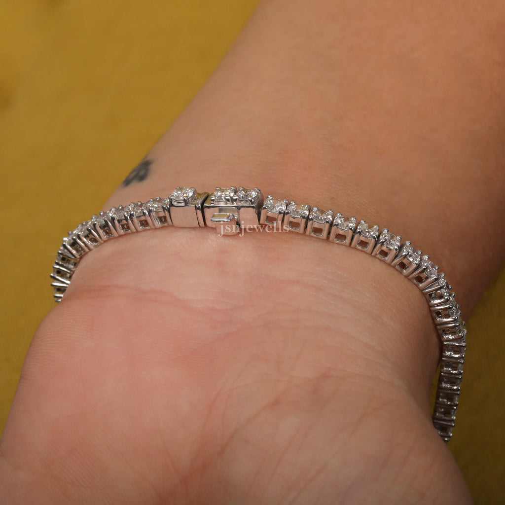 3MM Round Cut Diamond Eco Friendly Bridal Tennis Bracelet