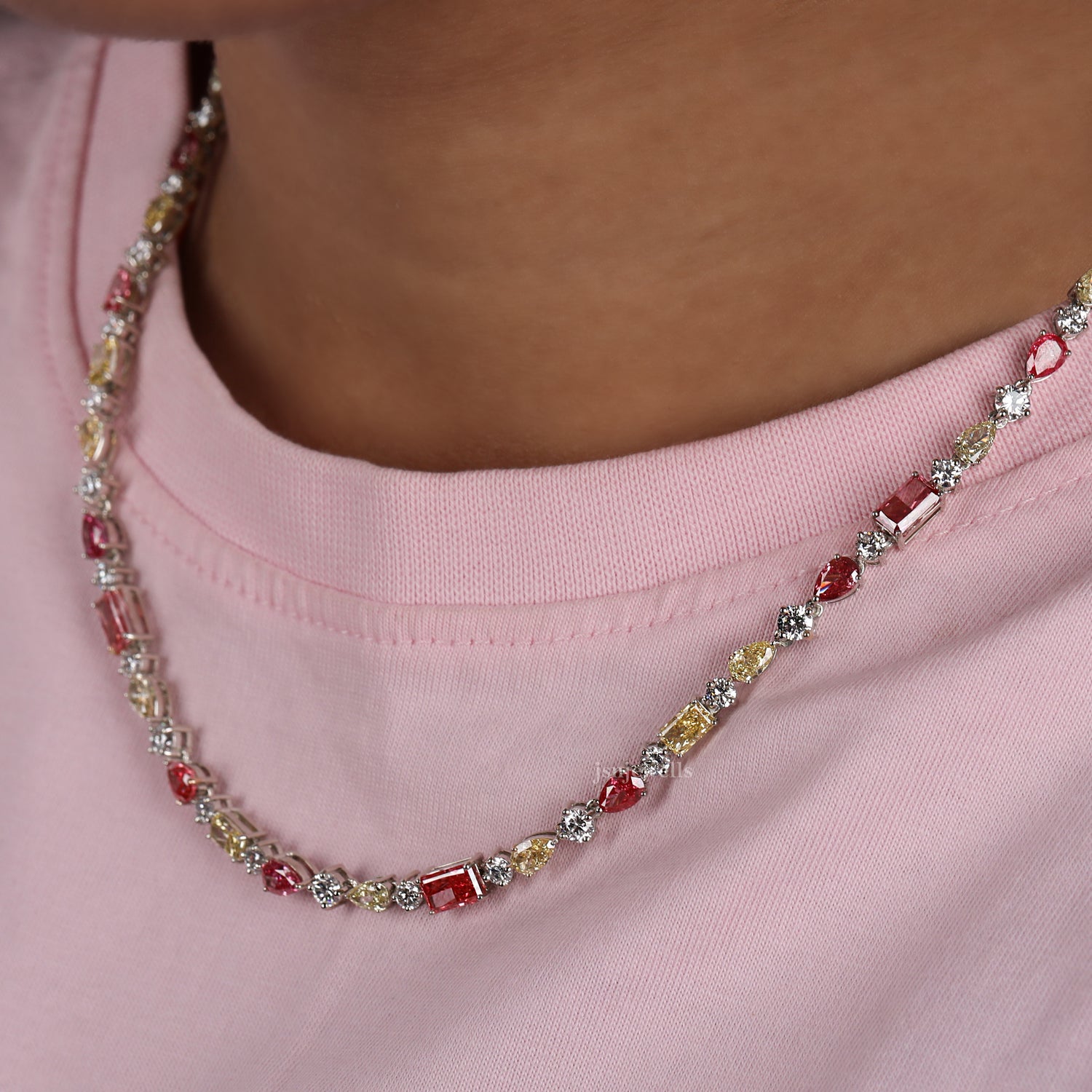 Multi Shape Lab Grown Diamond Tennis Layering Necklace