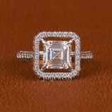 Asscher Cut Lab Grown Diamond Halo & Pave Engagement Ring