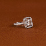 Asscher Cut Lab Grown Diamond Halo & Pave Engagement Ring