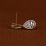 Pear Cut Lab Grown Diamond Halo Stud Earrings