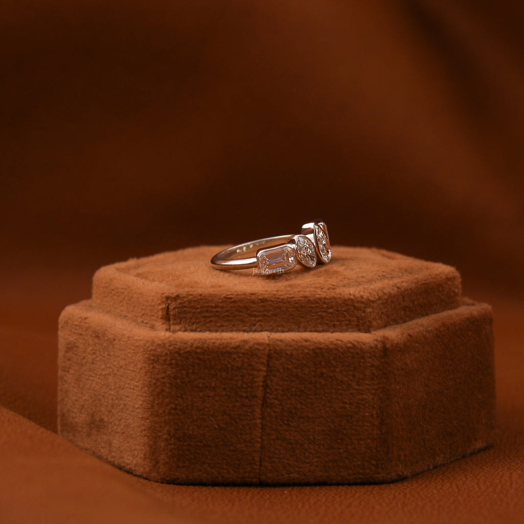 Lab Grown Diamond 4 Stone Bezel Setting Stacking Ring For Her